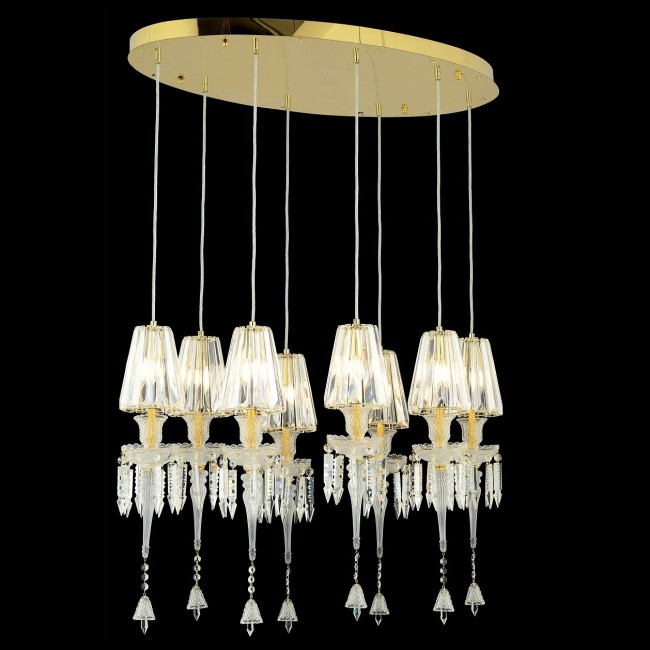 Aves Aydınlatma - Arzu Collection 8 Lambalı Elips Sarkıt Gold