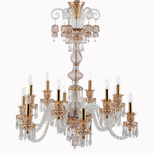 Aves Aydınlatma - Bohemian Collection 12 Lambalı Yaldızlı Kristal Avize Aves Aydınlatma - Bohemian Collection 12 Lambalı Yaldızlı Kristal Avize