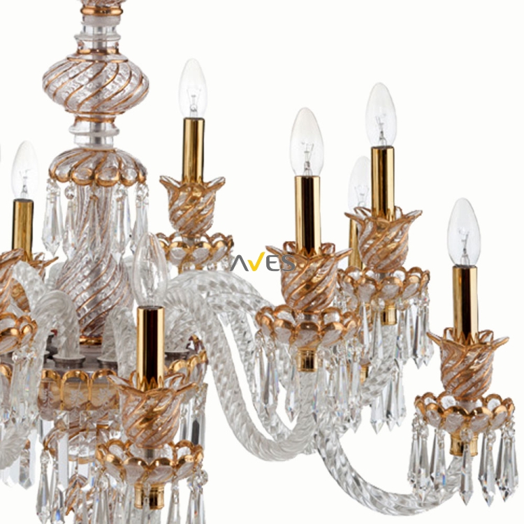 Bohemian Collection 12 Lambalı Yaldızlı Kristal Avize