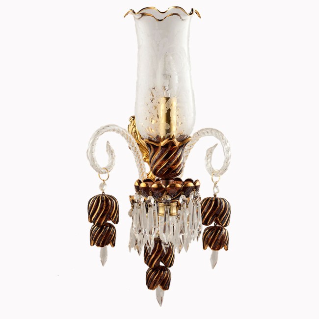 Aves Aydınlatma - Bohemian Collection 1 Lambalı Kristal AplikBohemian Collection 1 Lambalı Kristal Kahverengi Aplik