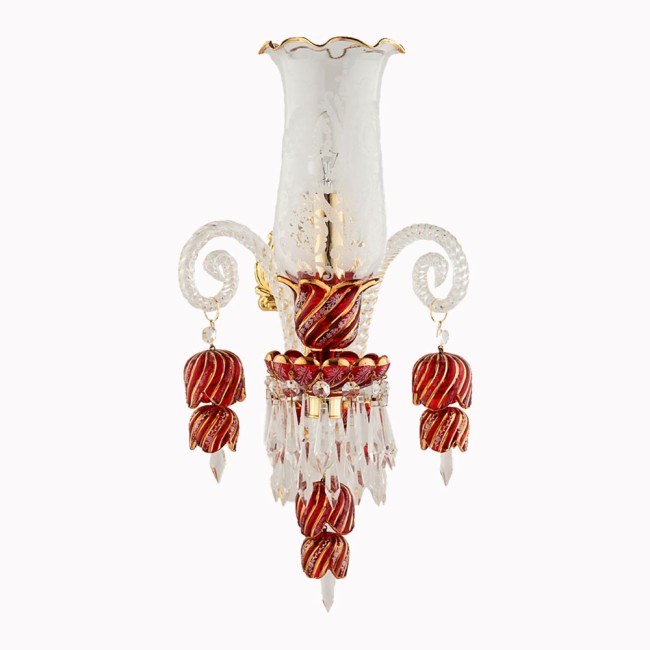 Aves Aydınlatma - Bohemian Collection 1 Lambalı Kristal AplikBohemian Collection 1 Lambalı Kristal Kırmızı Aplik