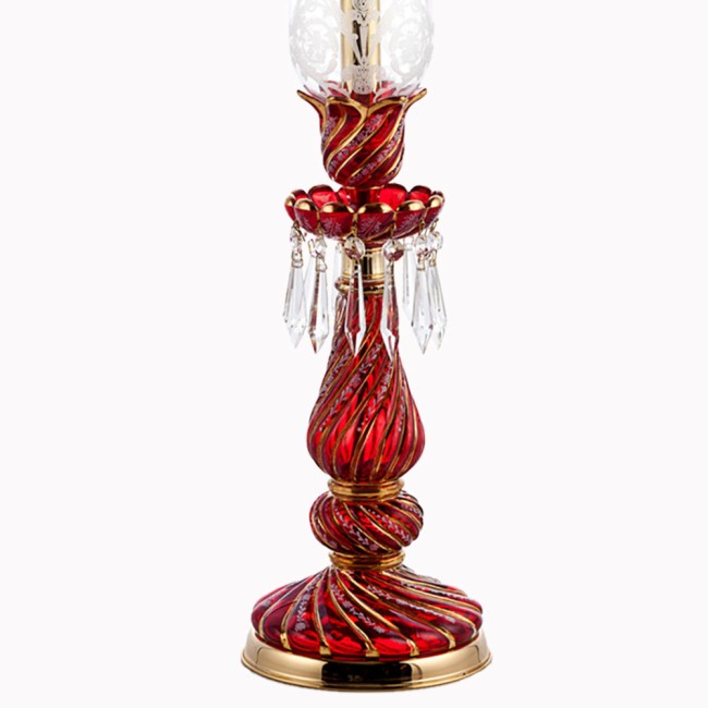 Bohemian Collection 1 Lambalı Kristal Kırmızı Şamdan - Thumbnail