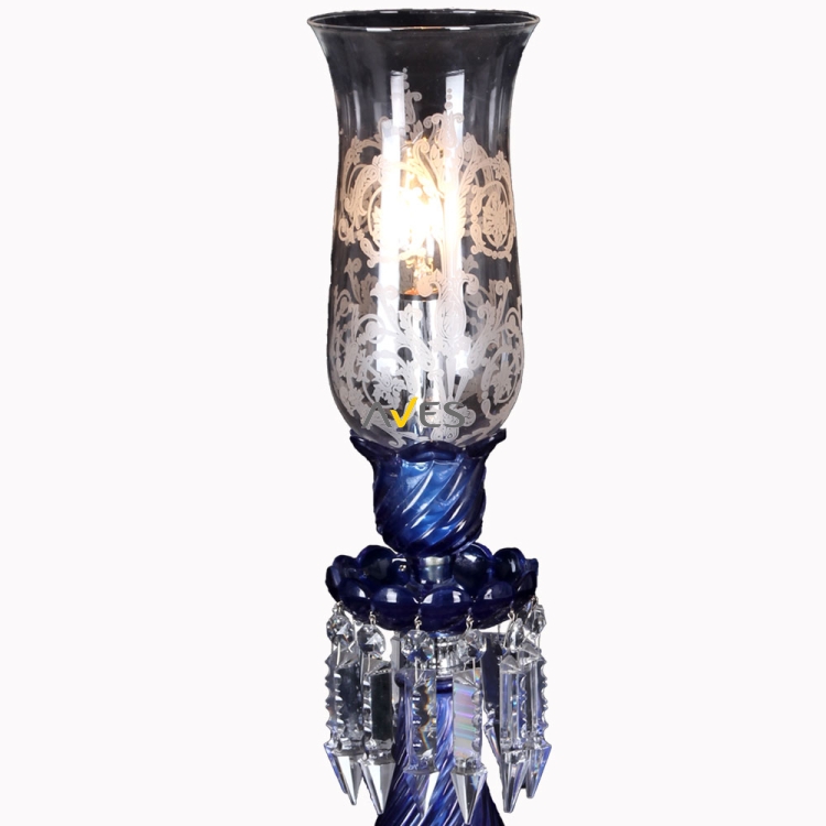 Bohemian Collection 1 Lambalı Kristal Lacivert Şamdan