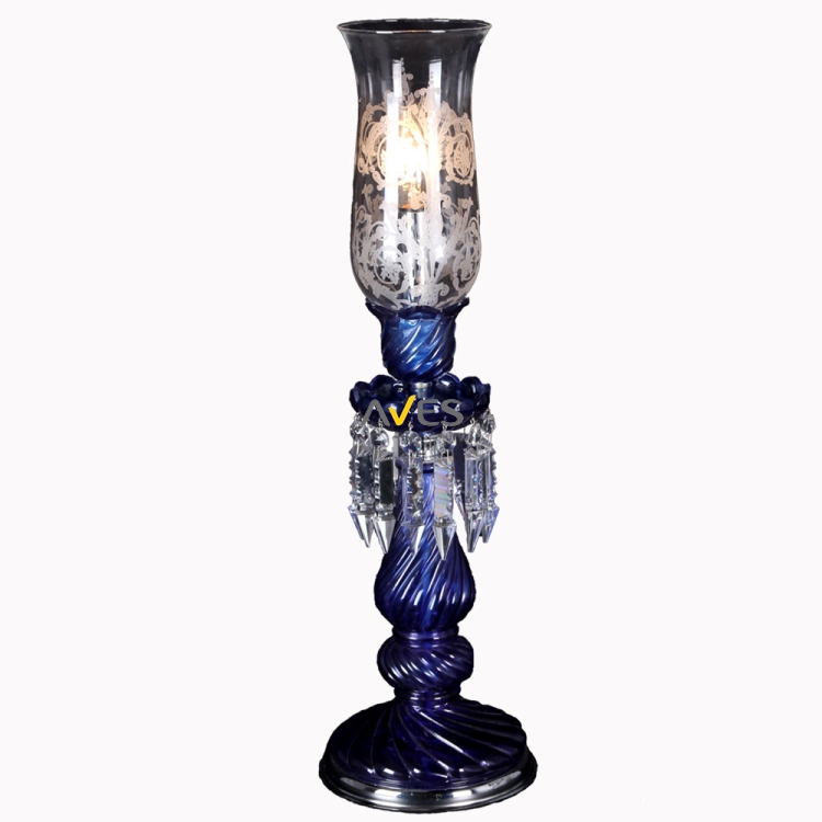 Bohemian Collection 1 Lambalı Kristal Lacivert Şamdan