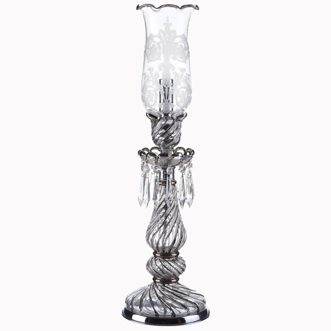 Aves Aydınlatma - Bohemian Collection 1 Lambalı Kristal Platin Şamdan