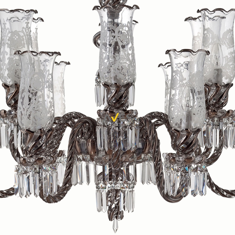 Bohemian Collection 12 Lambalı Platin Kristal Avize