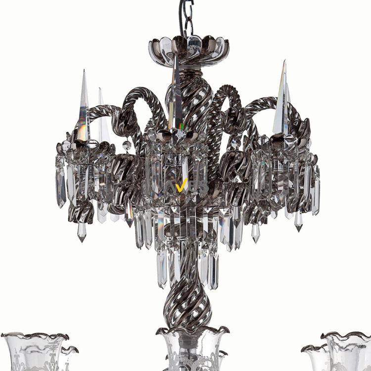 Bohemian Collection 12 Lambalı Platin Kristal Avize