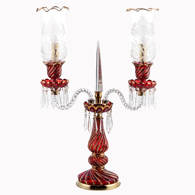 Aves Aydınlatma - Bohemian Collection 2 Lambalı Kristal Kırmızı Şamdan Aves Aydınlatma - Bohemian Collection 2 Lambalı Kristal Kırmızı Şamdan