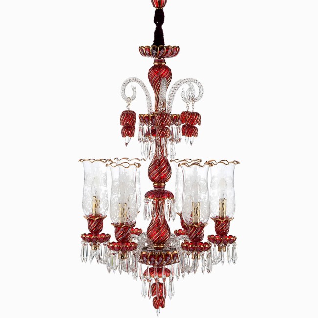 Aves Aydınlatma - Bohemian Collection 6 Lambalı Kırmızı Avize