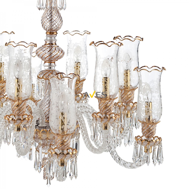 Bohemian Collection 12 Lambalı Kristal Avize