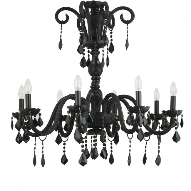 Aves Aydınlatma - Cas Collection 8 Lambalı Cam Kollu Mat Siyah Avize