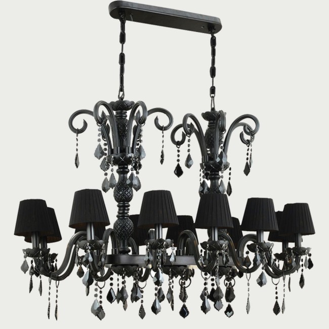 Aves Aydınlatma - Cas Collection 12 Lambalı Cam Kollu Avize Mat Siyah