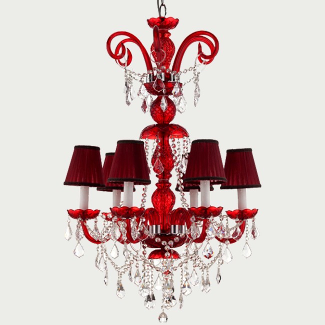 Aves Aydınlatma - Cas Collection 6 Lambalı Kırmızı Cam Kollu Avize Aves Aydınlatma - Cas Collection 6 Lambalı Kırmızı Cam Kollu Avize