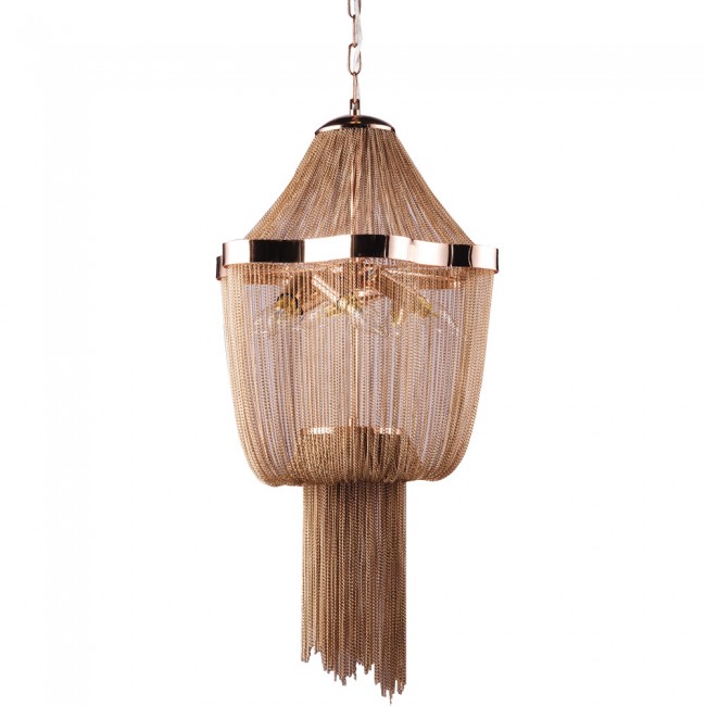 Yunus - Chained 6 Lambalı Zincir Avize Bakır