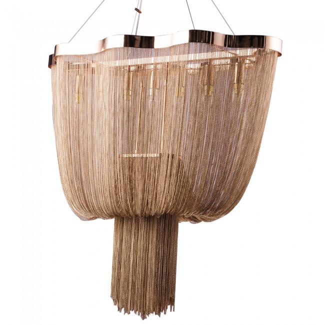 Yunus - Chained 7 Lambalı Zincir Avize Bakır