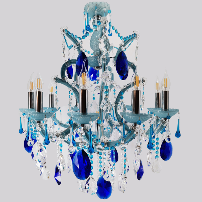 Aves Aydınlatma - Maria Theresa 11 Lambalı Mavi Avize