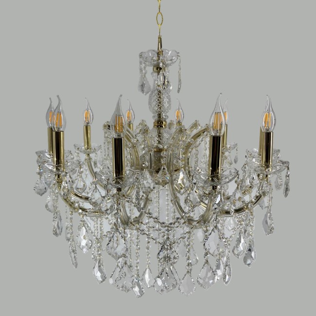 Aves Aydınlatma - Maria Theresa 10 Lambalı Şeffafa Gold Avize Aves Aydınlatma - Maria Theresa 10 Lambalı Şeffafa Gold Avize