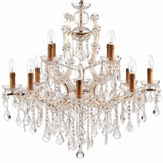 Aves Aydınlatma - Maria Theresa 12 Li Avize Şeffaf Gold
