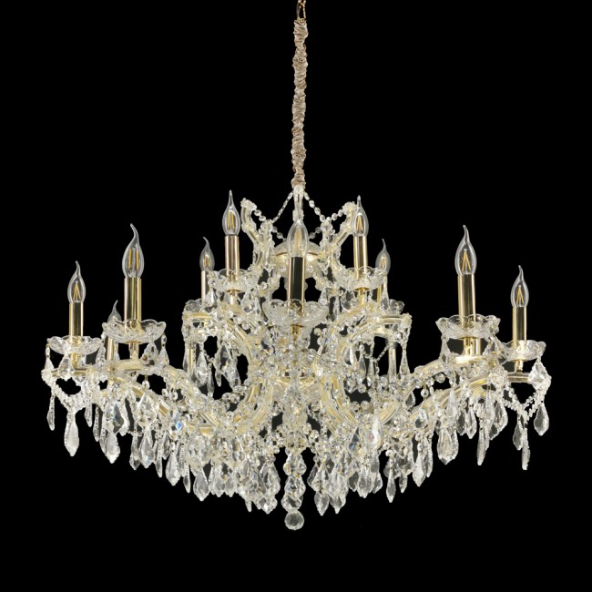 Aves Aydınlatma - Maria Theresa 15 Li Avize Şeffaf Gold