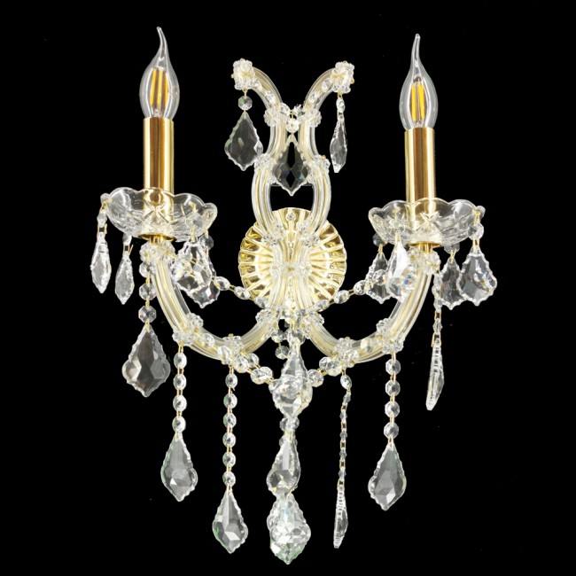 Aves Aydınlatma - Maria Theresa 2 Li Aplik Şeffaf Gold Aves Aydınlatma - Maria Theresa 2 Li Aplik Şeffaf Gold