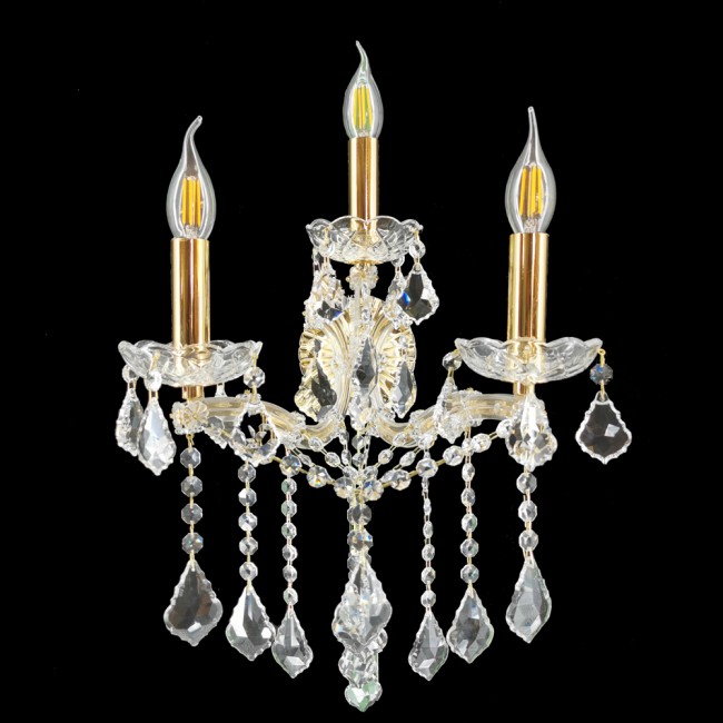 Aves Aydınlatma - Maria Theresa 3 Lü Aplik Şeffaf Gold Aves Aydınlatma - Maria Theresa 3 Lü Aplik Şeffaf Gold