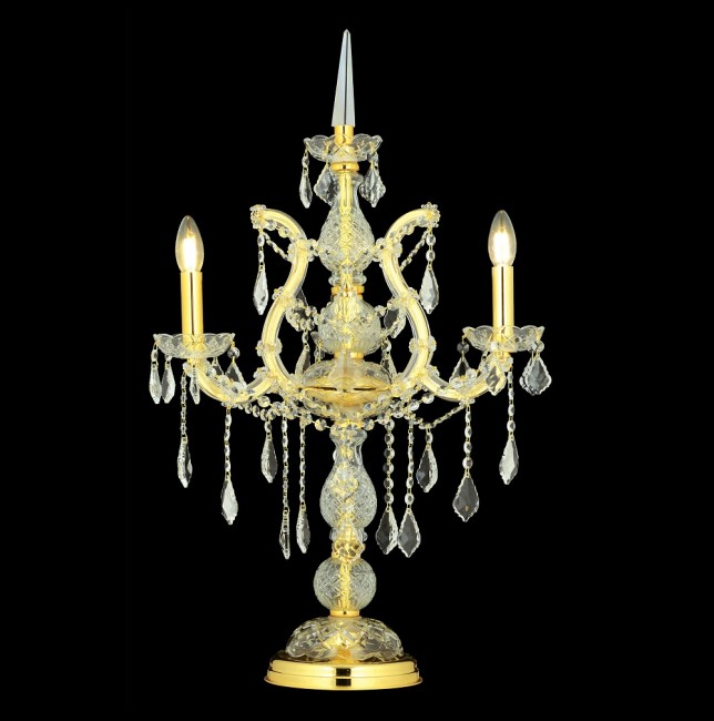 Aves Aydınlatma - Maria Theresa 3 Lü Şamdan Şeffaf Gold