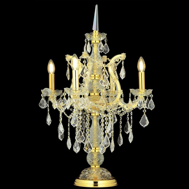 Aves Aydınlatma - Maria Theresa 4 Lü Şamdan Şeffaf Gold