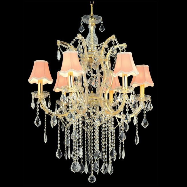 Aves Aydınlatma - Maria Theresa 6 Lambalı Avize Şeffafa S Gold