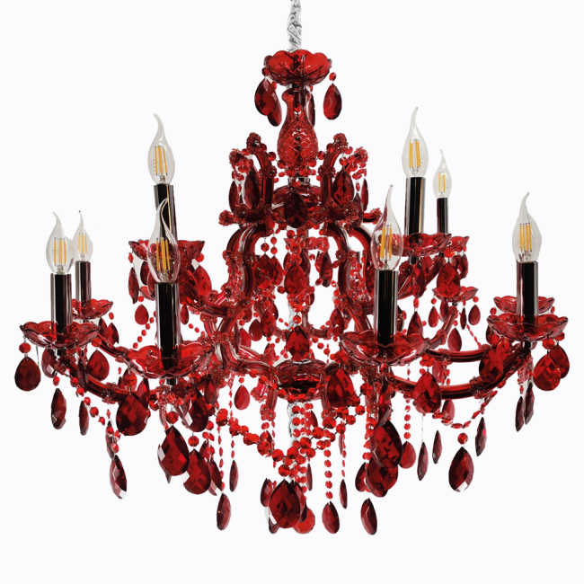 Aves Aydınlatma - Maria Theresa 12 Lambalı Kırmızı Avize Aves Aydınlatma - Maria Theresa 12 Lambalı Kırmızı Avize