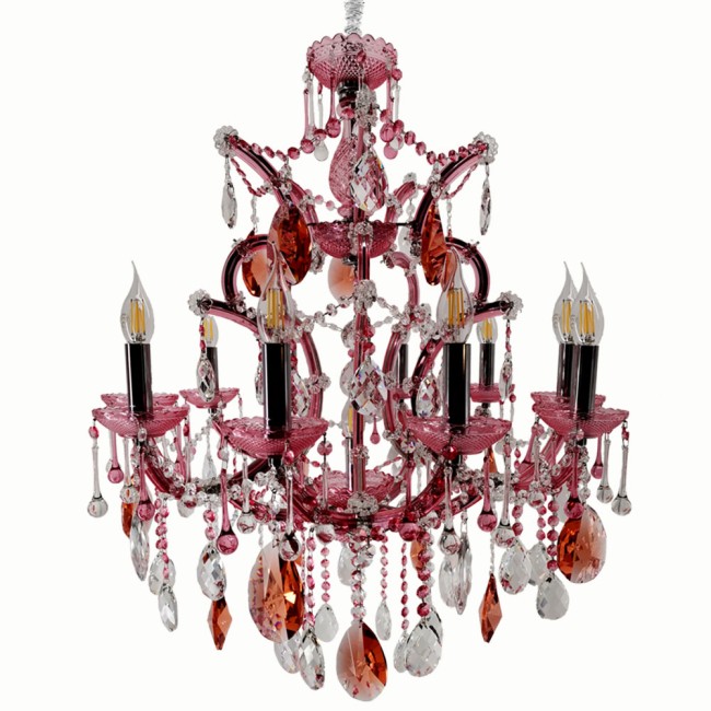 Aves Aydınlatma - Maria Theresa 11 Lambalı Pembe Avize