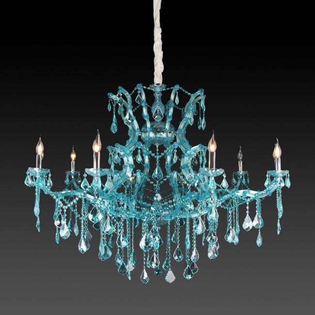 Aves Aydınlatma - Maria Theresa 8 Lambalı Avize Mavi Krom