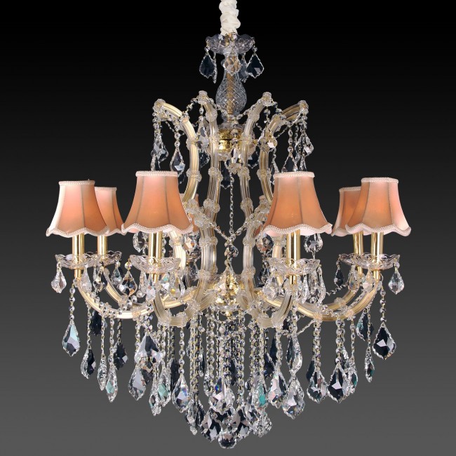 Aves Aydınlatma - Maria Theresa 8 Lambalı Avize Şeffafa Gold Şp