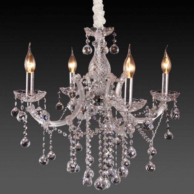 Aves Aydınlatma - Maria Theresa 4 Lü Avize Şeffafa Krom