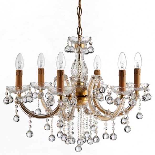 Aves Aydınlatma - Maria Theresa 6 Lambalı Avize Şeffafa Eskitme