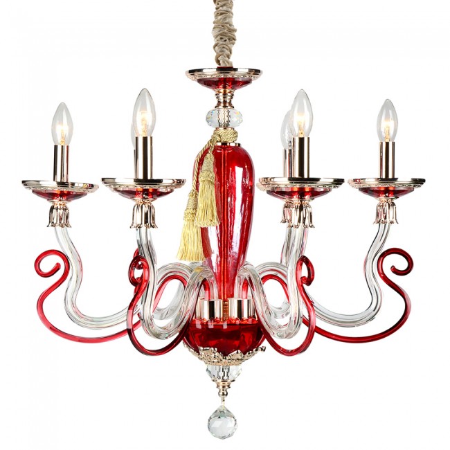 Aves Aydınlatma - Monalisa 6 Lambalı Kırmızı Avize 