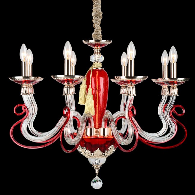 Aves Aydınlatma - Monalisa 8 Lambalı Kırmızı Avize