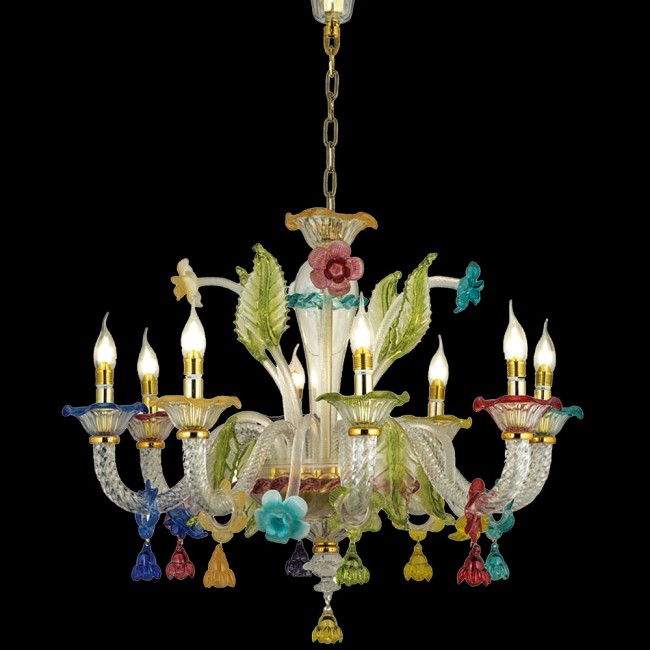 Aves Aydınlatma - Murano Collection 8 Lambalı Renkli Avize